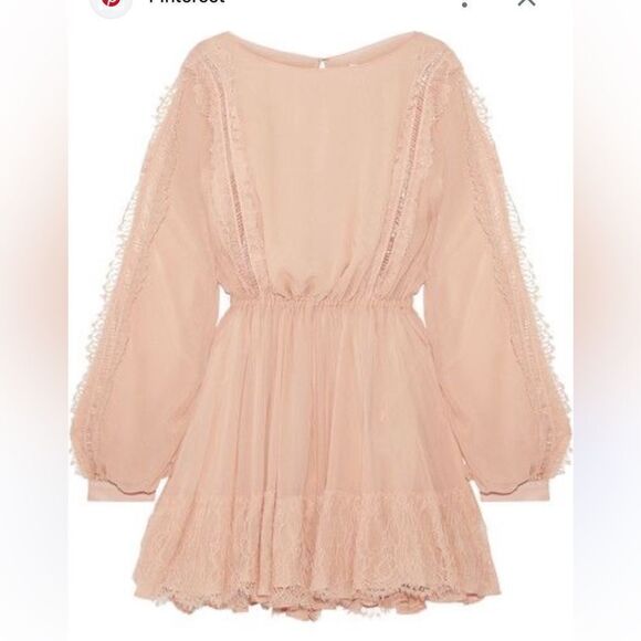 LoveShackFancy Pink Lace-Trimmed Dress - Picture 1 of 7